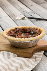 Caramel pecan pie. Thanksgiving dessert. Pecan tart.