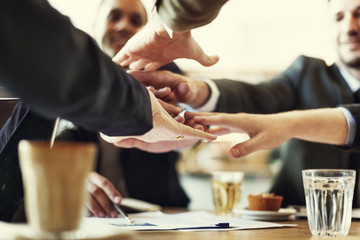 People Hand Assemble Corporate Meeting Teamwork Concept