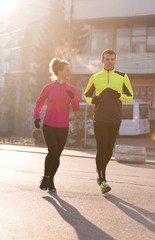 young  couple jogging