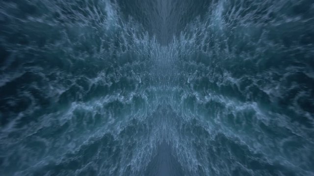 4k video of mirror image wave in the sea made by cruise ship