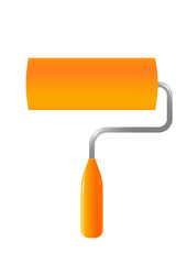 Orange paint roller Icon on white background