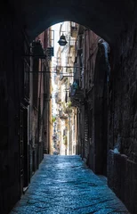 Photo sur Aluminium Naples Naples (Campania, Italia) - Characteristic places of the biggest city of south Italy during the summer. Here the historic center named Spaccanapoli
