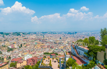 Naklejka premium Naples (Campania, Italia) - Characteristic places of the biggest city of south Italy during the summer. Here the landscape from Castel Sant'Elmo