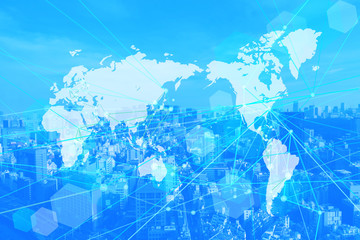Fototapeta na wymiar world map business background-blue