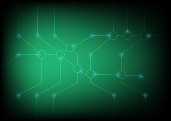 Green glowing line connecting network