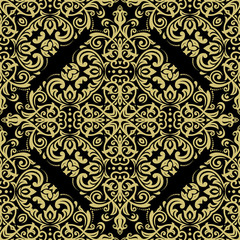 Oriental classic pattern. Seamless abstract background with repeating elements. Black and golden pattern