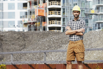 Construction worker in hard hat, portrait