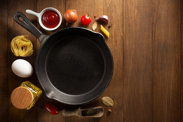 spice and herbs ingredients at wood
