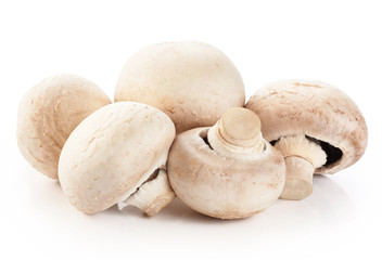 Champignon mushrooms isolated on white background.