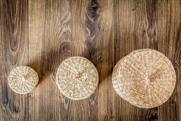 Set of wood baskets