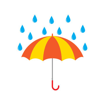 Umbrella and rain drops vector