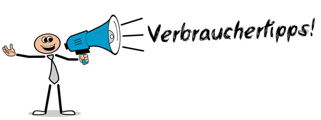 Verbrauchertipps! Mann mit Megafon