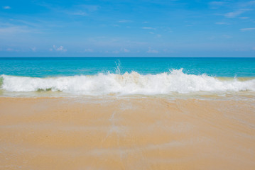 view from the beach to a tropical island