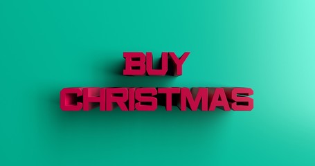 Buy Christmas Presents - 3D rendered colorful headline illustration.  Can be used for an online banner ad or a print postcard.