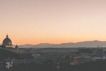 Fototapeta na wymiar Rome and Vatican overview at sunrise