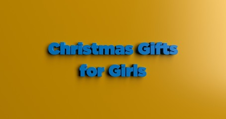 Christmas Gifts for Girls - 3D rendered colorful headline illustration.  Can be used for an online banner ad or a print postcard.