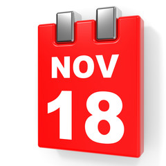 November 18. Calendar on white background.