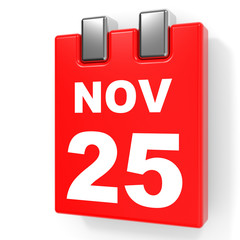 November 25. Calendar on white background.