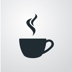 Icono plano cafe humeante sobre fondo degradado