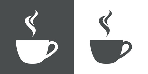 Icono plano cafe humeante gris