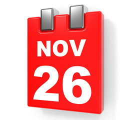 November 26. Calendar on white background.