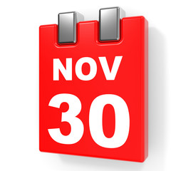 November 30. Calendar on white background.
