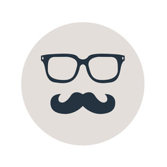 Icono plano hipster en circulo gris 