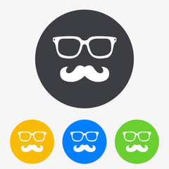 Icono plano hipster en circulo varios colores 