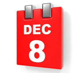December 8. Calendar on white background.