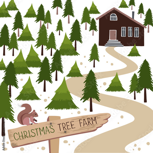 "Christmas tree farm vector illustration." Stock image and royaltyfree