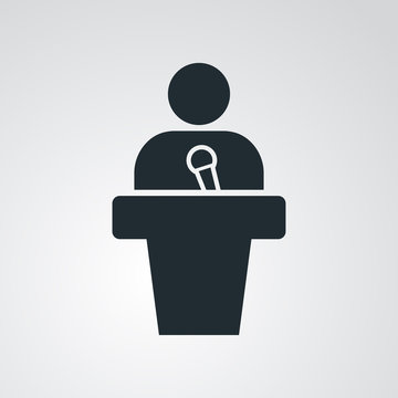 Icono plano orador en fondo degradado