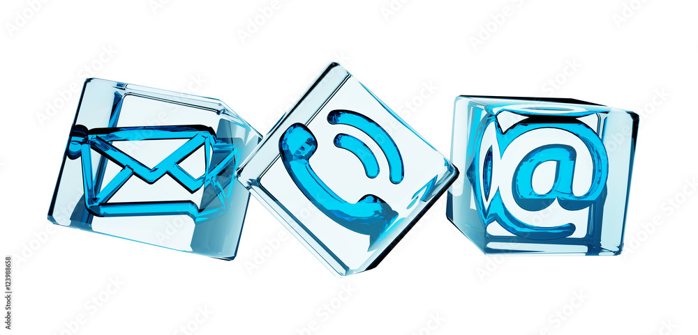 Aufkleber Transparent cube contact icon 3D rendering