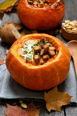 Cream soup in pumpkin