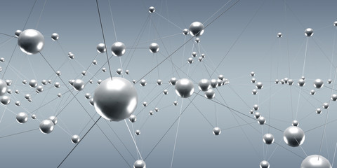 Abstract connection wave with dots and lines 3D rendering