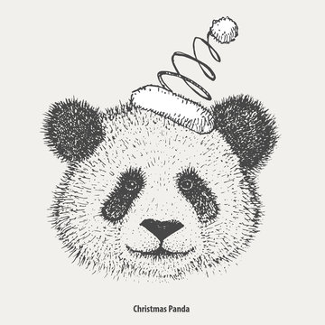 Panda with Christmas hat