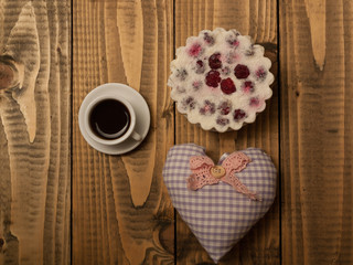 Tasty biscuit and heart pillow