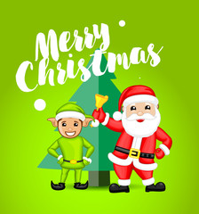 Old Santa and Elf Celebrating Christmas
