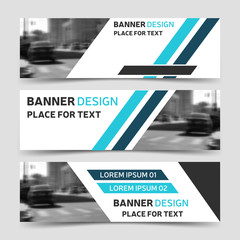 Set blue horizontal business banner templates. Website modern design