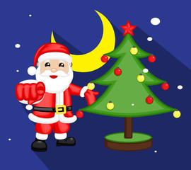Santa Claus Presenting Xmas Tree