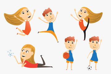 set of cartoon kids use for advertising or presentation. vector