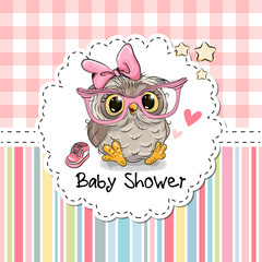 Naklejka premium Baby Shower Greeting Card with Owl