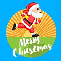 Running Santa Christmas Graphic Illustration