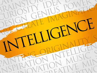 Intelligence word cloud collage, creative business concept background