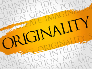 Originality word cloud collage, creative business concept background
