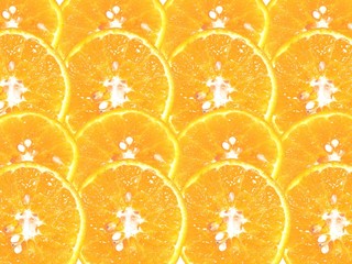 Sliced orange surface pattern image ; Orange Texture, striped with seed close up background.
