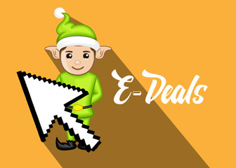 E-Deal with Elf Vector Illustration