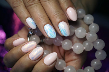 Awesome nails and beautiful clean manicure. Nails are natural. Manicure is made using nails drill machine.
