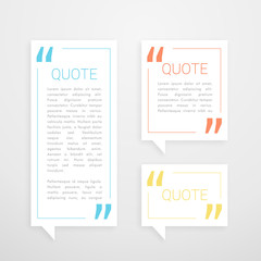 set of three quotation chat bubble in minimal white style