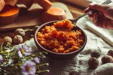 plate pumpkin porridge