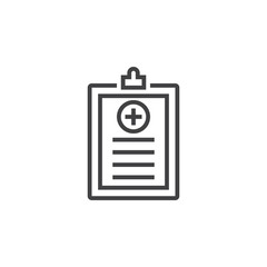 medical report symbol. clipboard line icon, outline vector logo illustration, linear pictogram isolated on white
